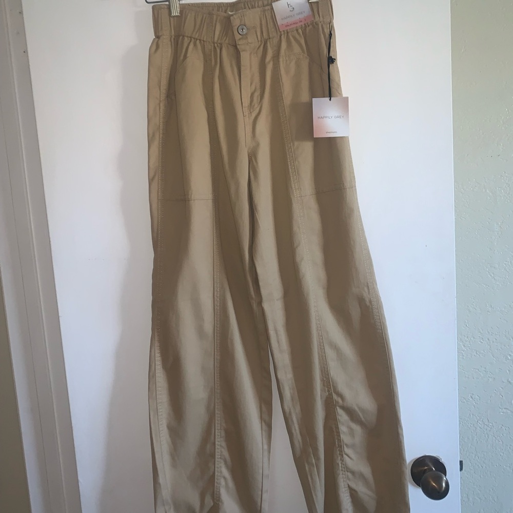 High-Waisted Tan Wide Leg Pants